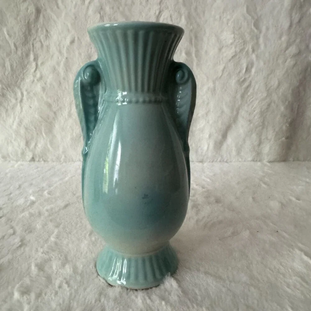 Vintage Royal Copley Vase 20th Century Shabby Chic Cottage Floral Blue Pink 7